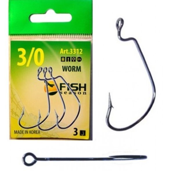 Крючок FISH SEASON FS Worm №2/0 4шт офсет. 3312-0042F