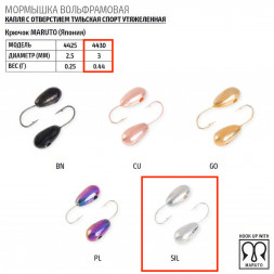 Мормышка вольфрамовая Spider Капля с отв. тульская спорт утяж. MW-SP-4430-SIL
